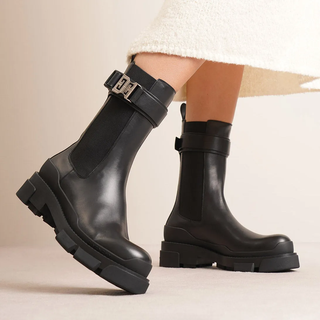 Terra black leather chelsea boots