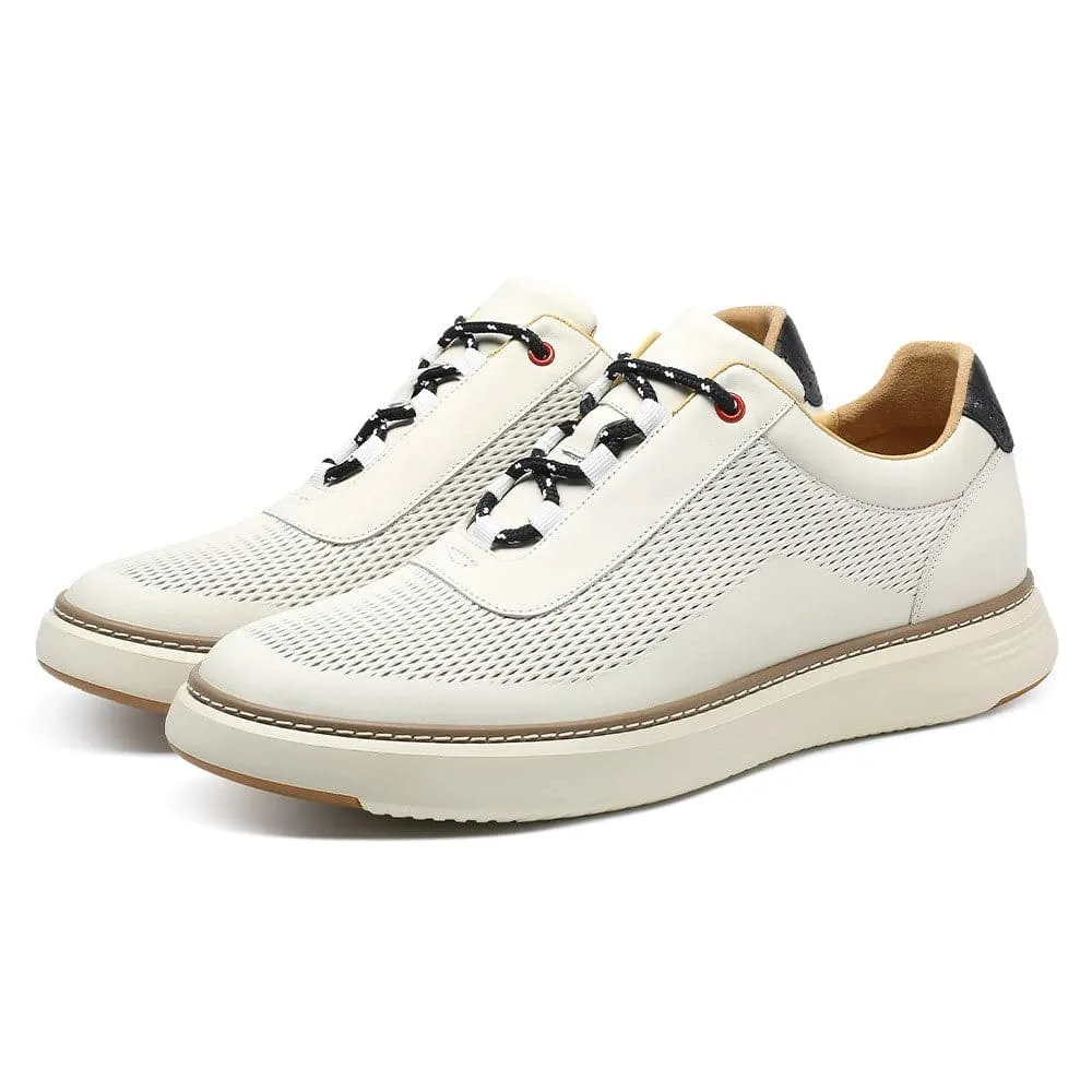 This item only ships to the United States - 6 CM / 2.36 Inches CMR CHAMARIPA High Elevator Shoes - Beige Casual Sneakers for Men - Elevate Your Height
