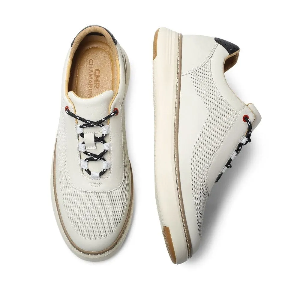 This item only ships to the United States - 6 CM / 2.36 Inches CMR CHAMARIPA High Elevator Shoes - Beige Casual Sneakers for Men - Elevate Your Height