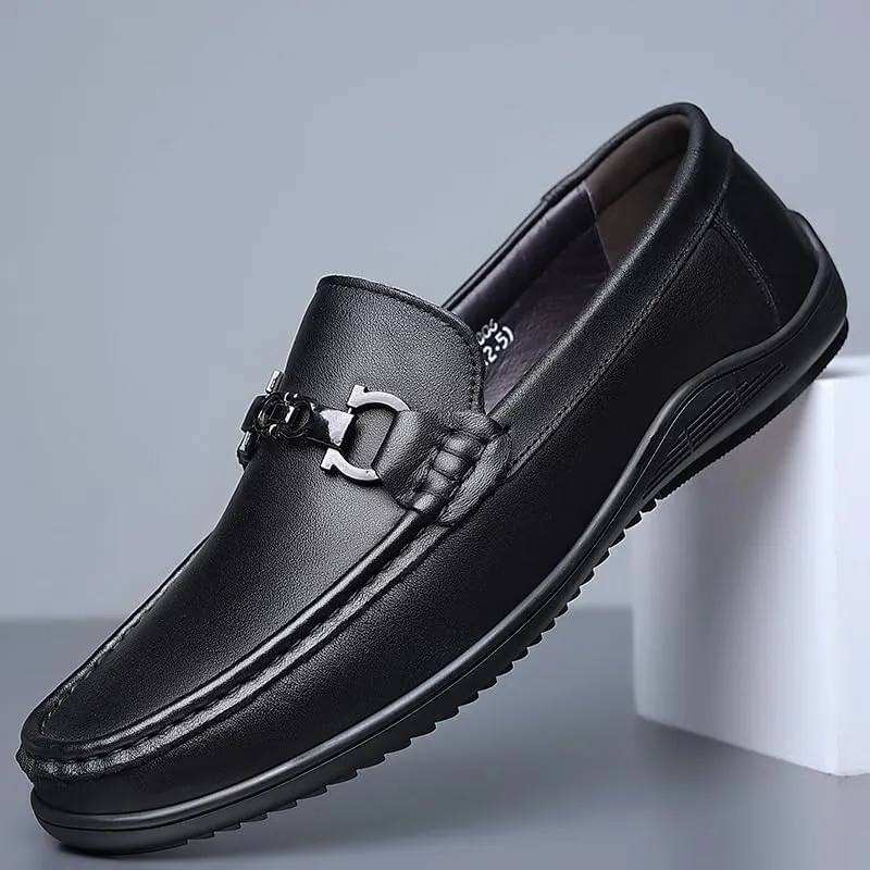 Timeless Men's Plain Toe Derby Shoes in Full-Grain Leather with Slip-Resistant Rubber Outsole