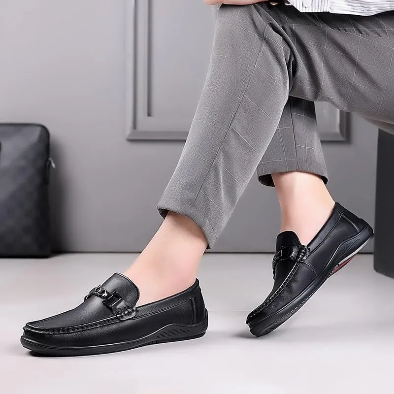 Timeless Men's Plain Toe Derby Shoes in Full-Grain Leather with Slip-Resistant Rubber Outsole