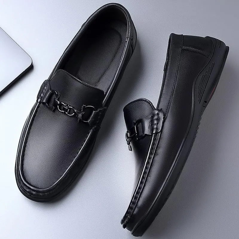 Timeless Men's Plain Toe Derby Shoes in Full-Grain Leather with Slip-Resistant Rubber Outsole