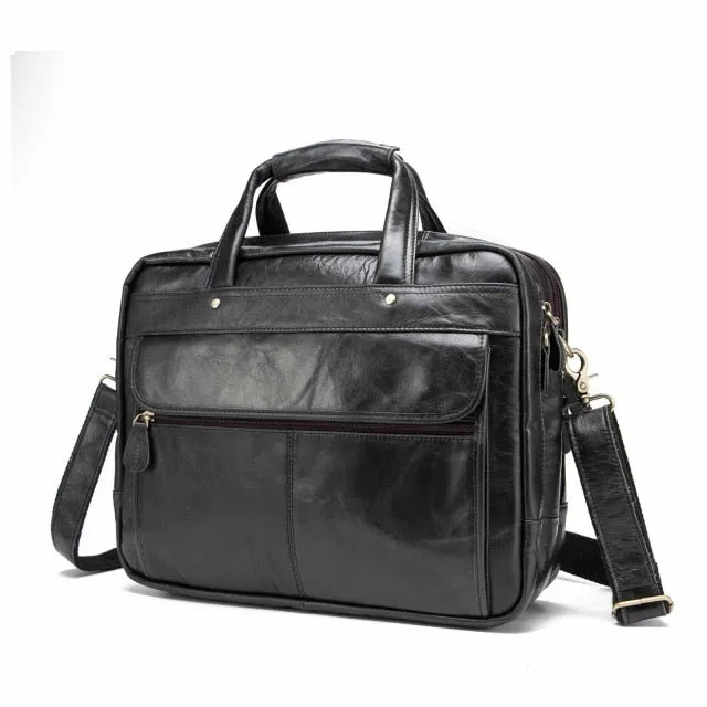 Top Quality Men Real Leather Antique Style Briefcase Business 15.6" Laptop Cases Attache Messenger Bags Portfolio