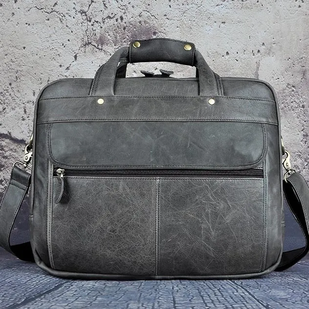 Top Quality Men Real Leather Antique Style Briefcase Business 15.6" Laptop Cases Attache Messenger Bags Portfolio