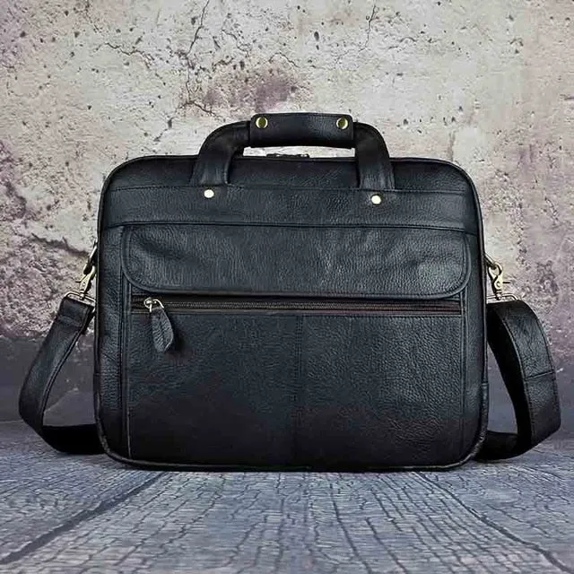 Top Quality Men Real Leather Antique Style Briefcase Business 15.6" Laptop Cases Attache Messenger Bags Portfolio