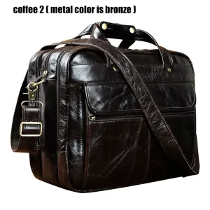 Top Quality Men Real Leather Antique Style Briefcase Business 15.6" Laptop Cases Attache Messenger Bags Portfolio