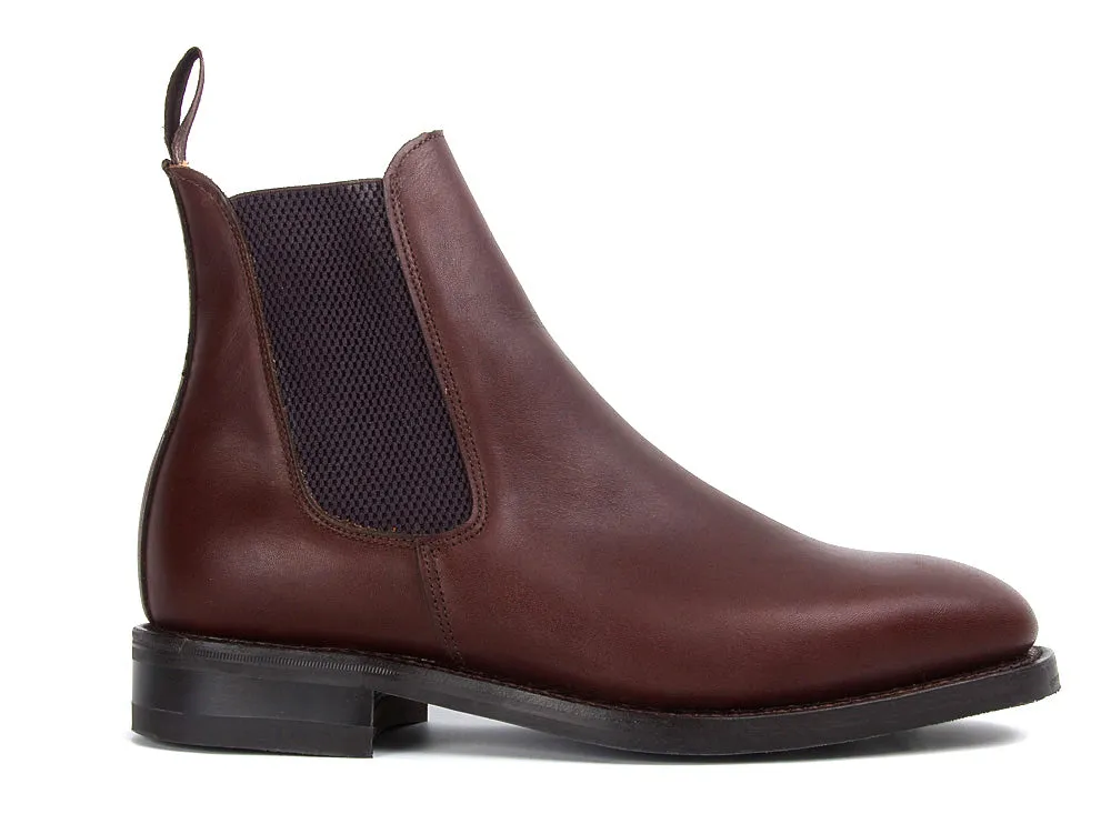 TOWCESTER Men's Wide G Fit Dark Brown Calf Chelsea Boot Rubber Sole