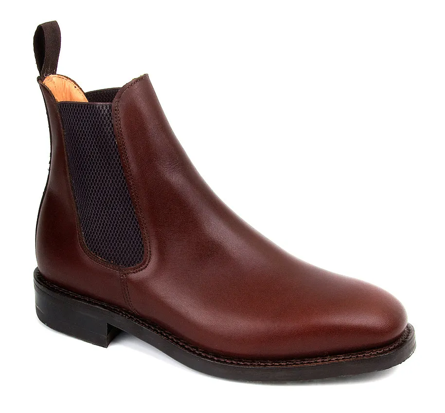 TOWCESTER Men's Wide G Fit Dark Brown Calf Chelsea Boot Rubber Sole