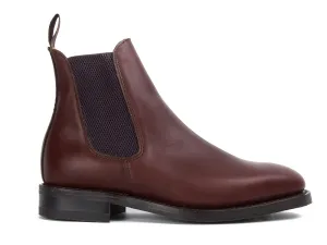 TOWCESTER Men's Wide G Fit Dark Brown Calf Chelsea Boot Rubber Sole