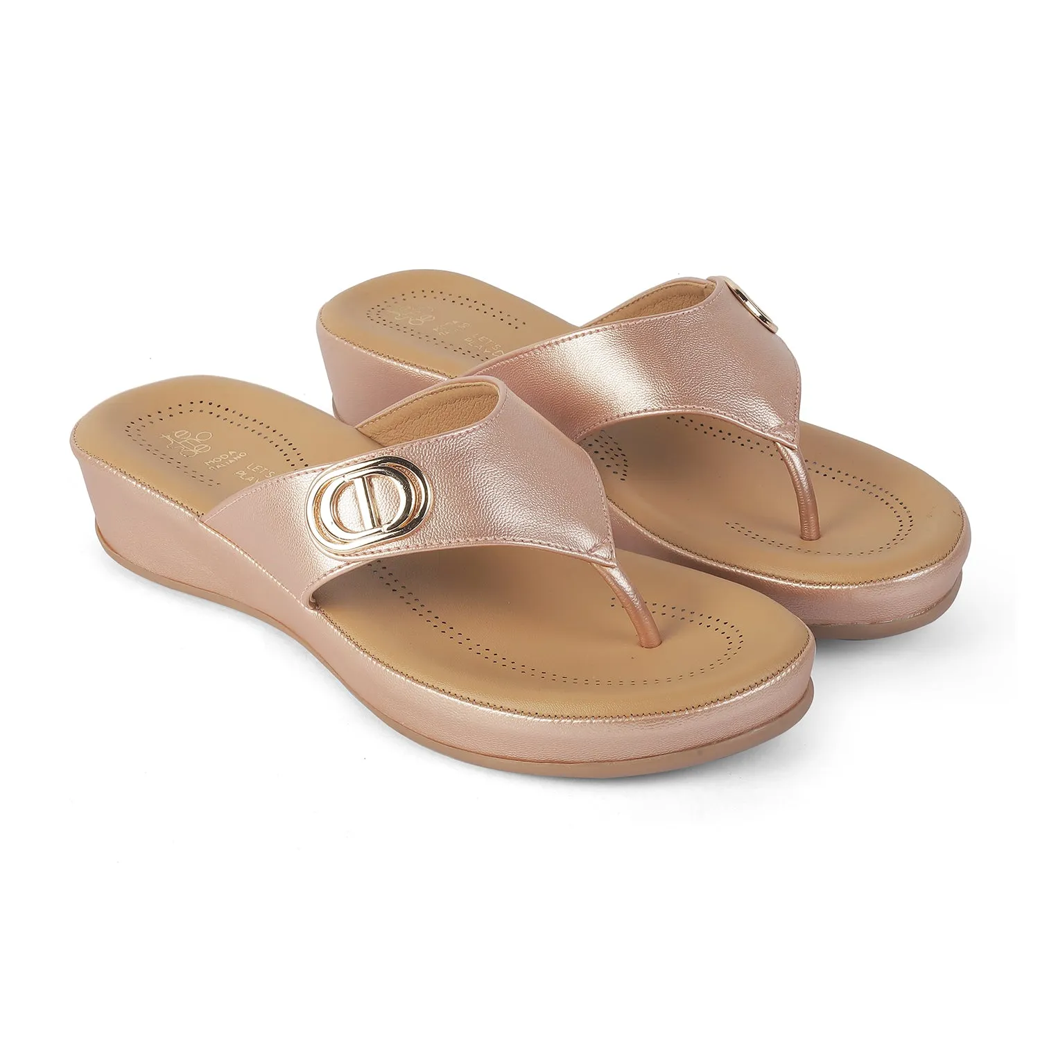 Tresmode Vantaa Champagne Women's Dress Platform Flats