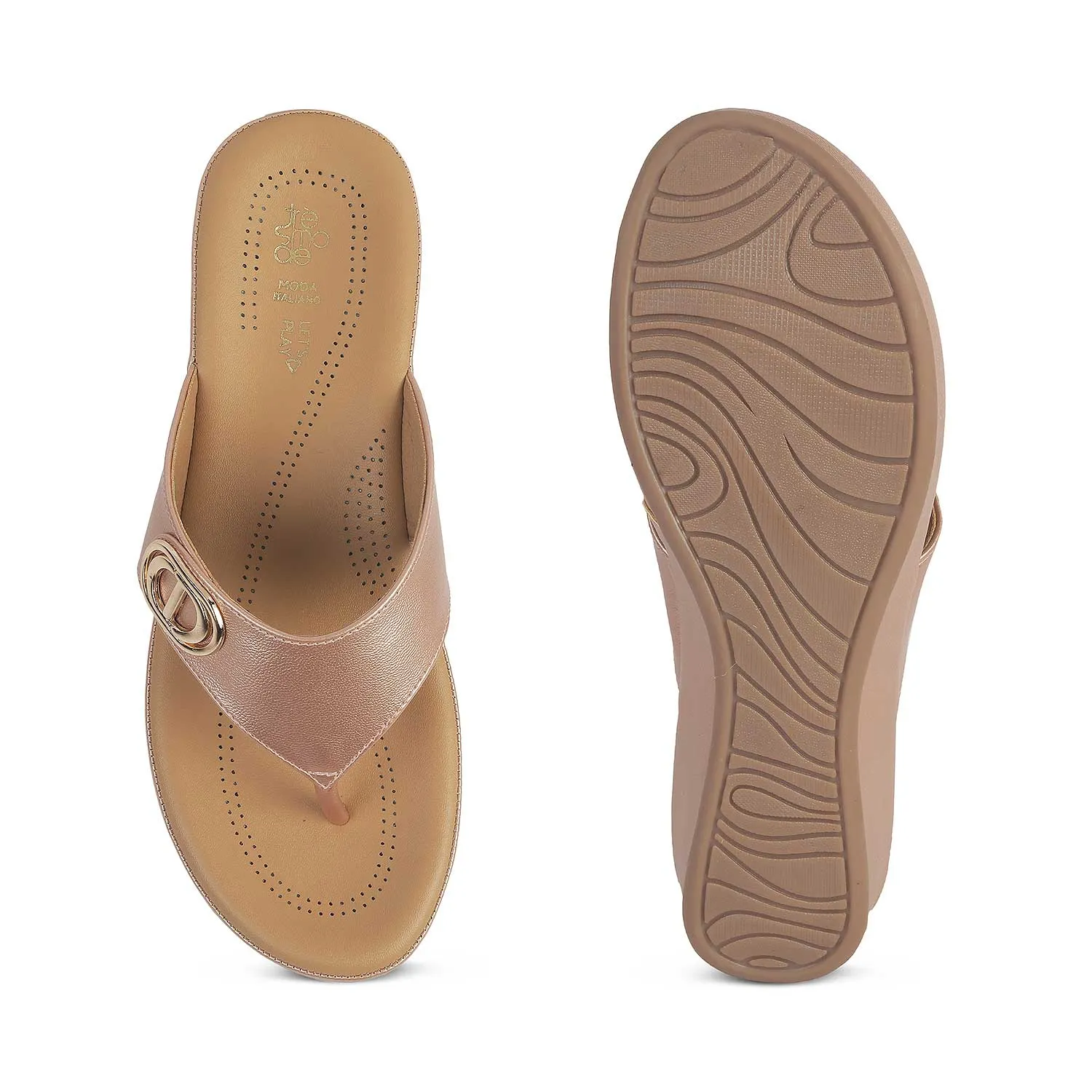Tresmode Vantaa Champagne Women's Dress Platform Flats
