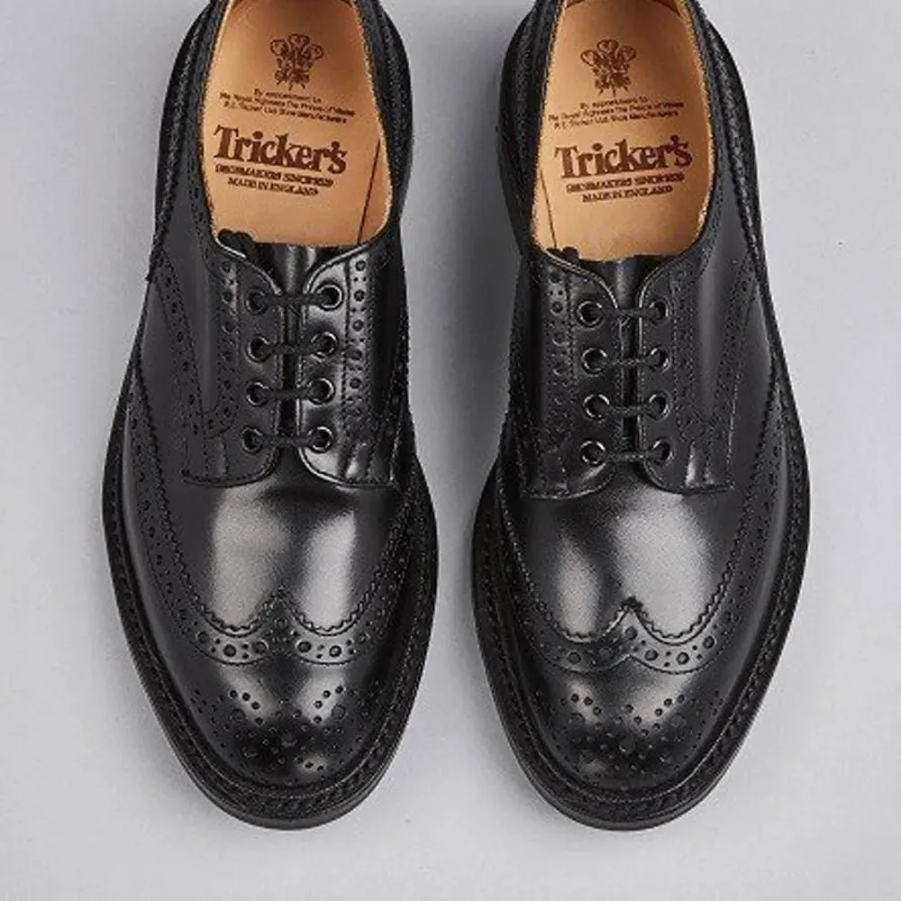 TRICKER'S Bourton Shoes - Mens Dainite or Leather Sole - Black Calf