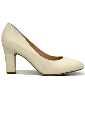 Umis High Heel Ivory Patent Court Shoe