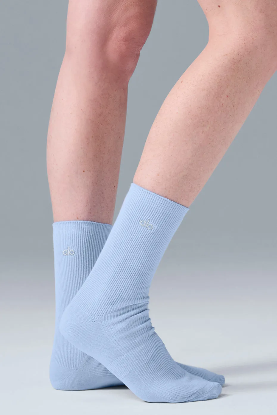 Unisex Half-Crew Understated Sock - Seashell Blue