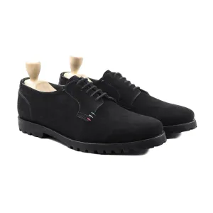 Valery - Men's Black Kid Suede Derby Shoe