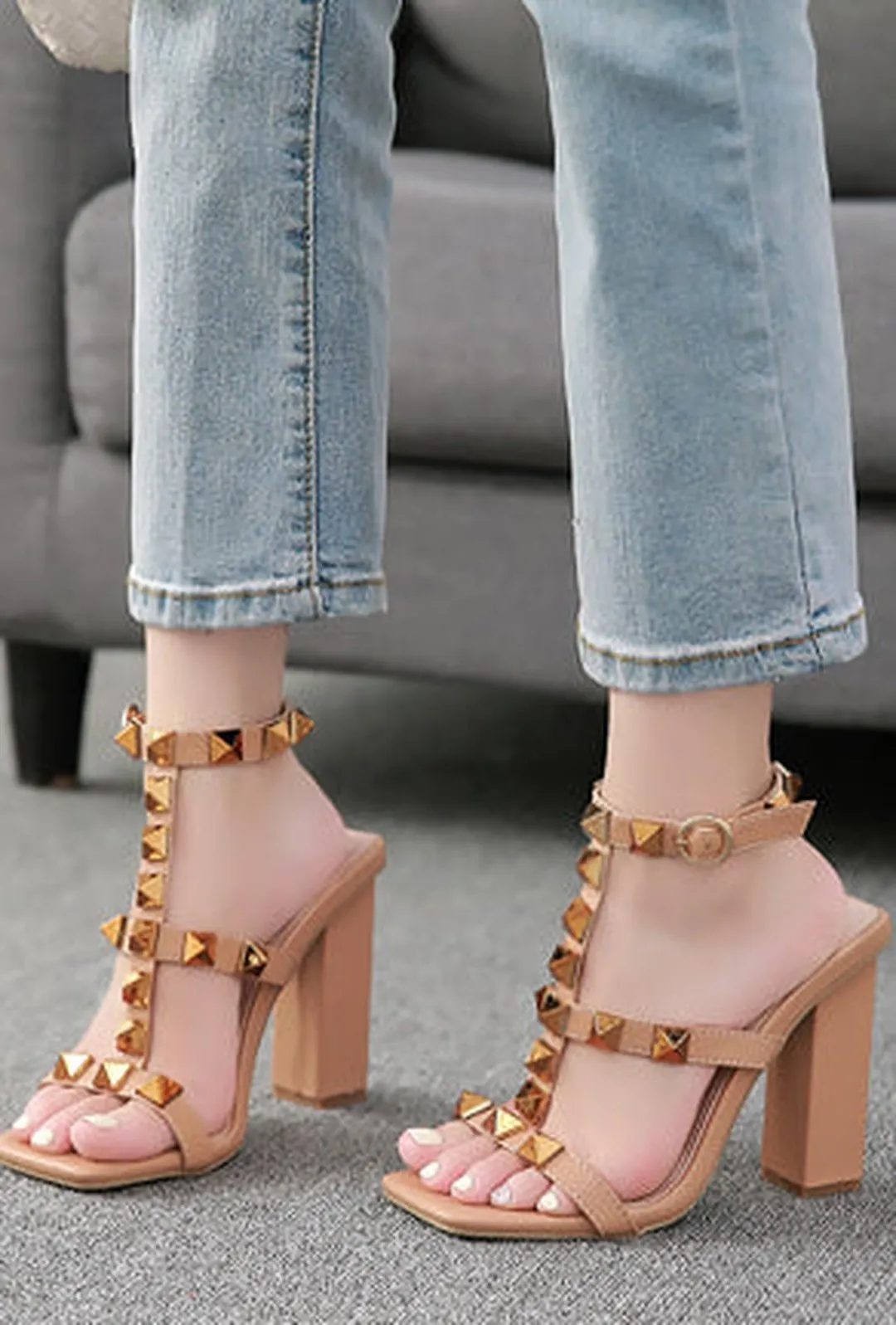 VANNI- STUDROCK BLOCK HEEL SANDALS