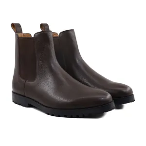 Verlin - Men's Dark Brown Pebble Grain Leather Chelsea Boot