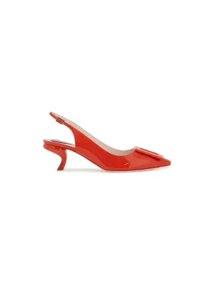 Virgule Lacquered Buckle Slingbacks