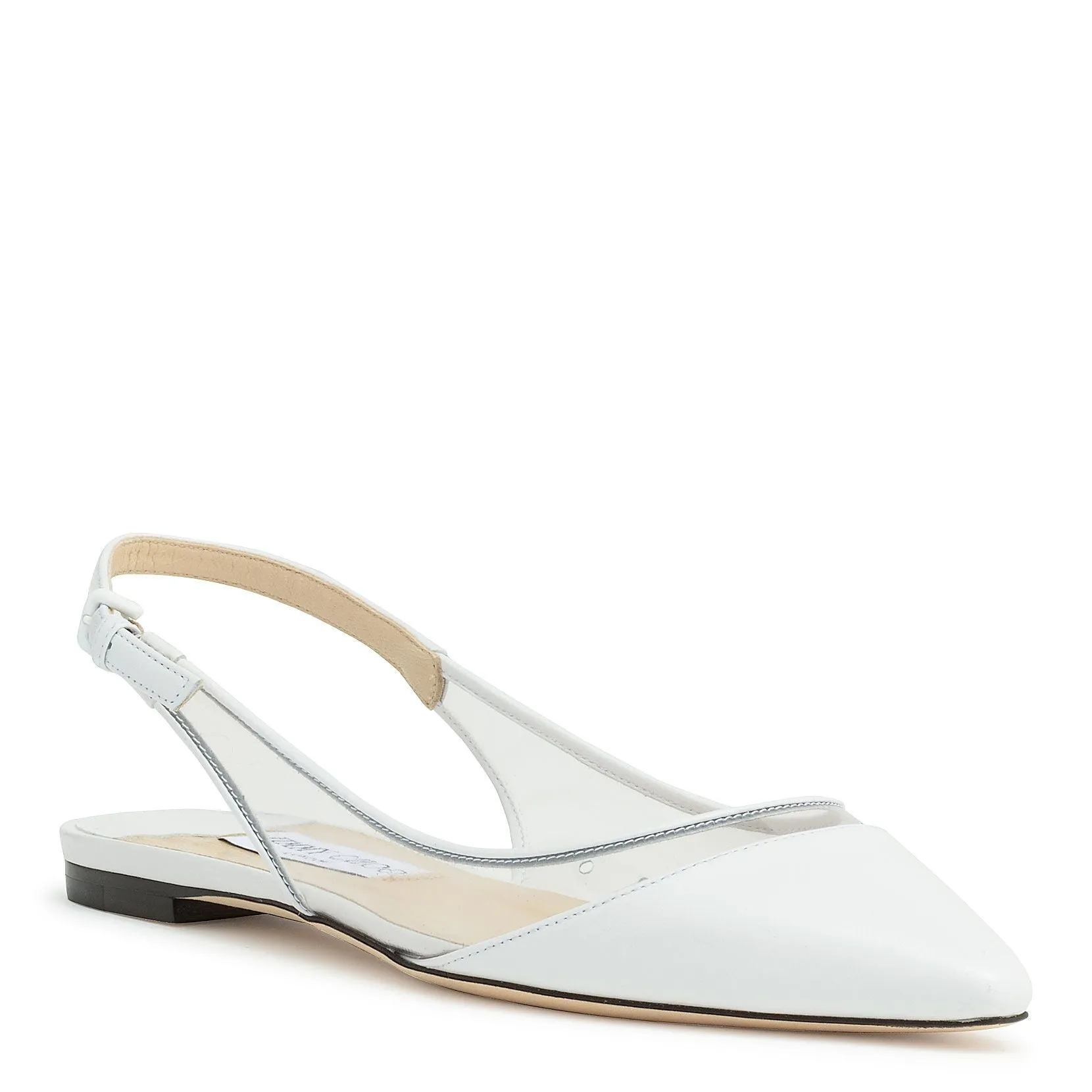 White nappa clear plexi slingback flats