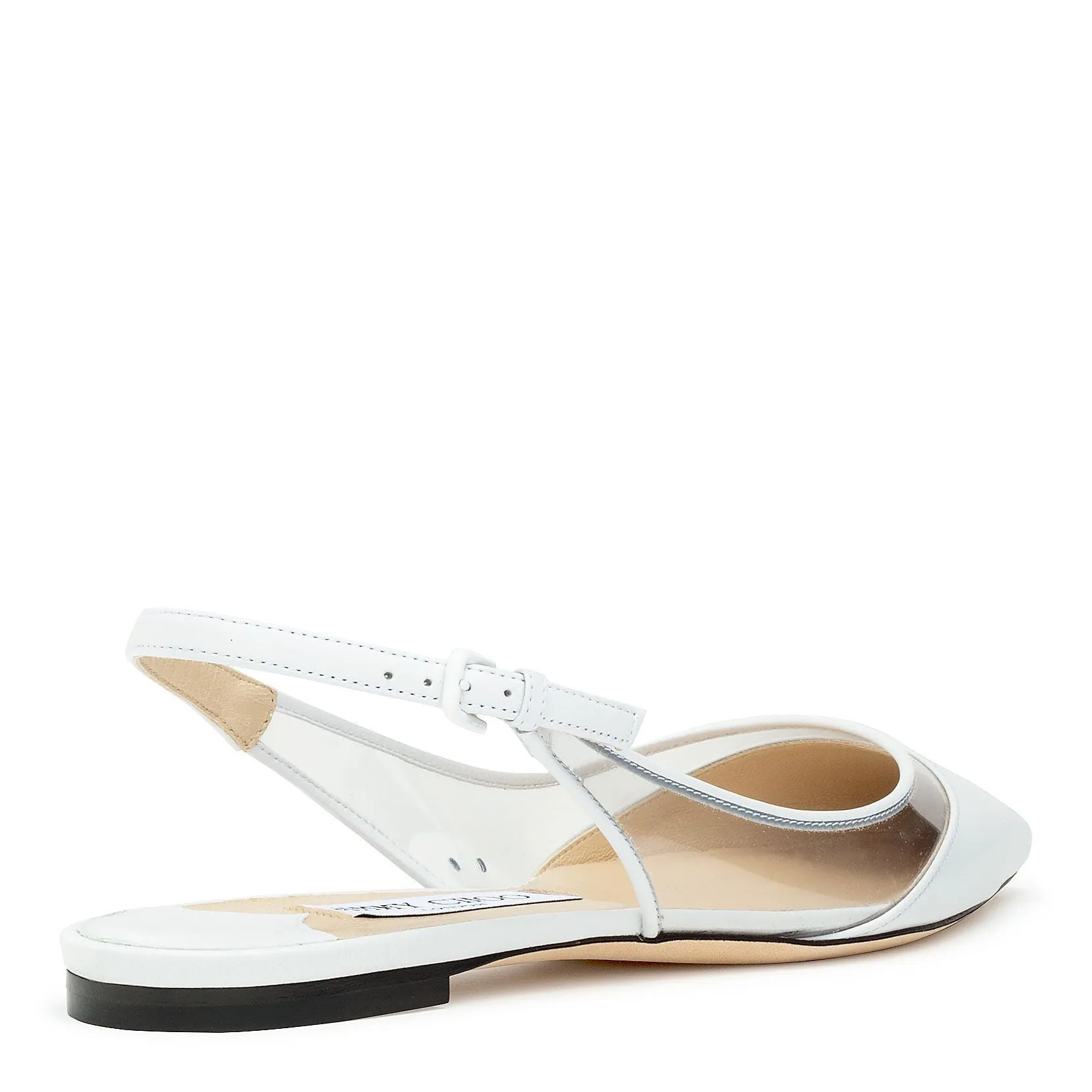 White nappa clear plexi slingback flats
