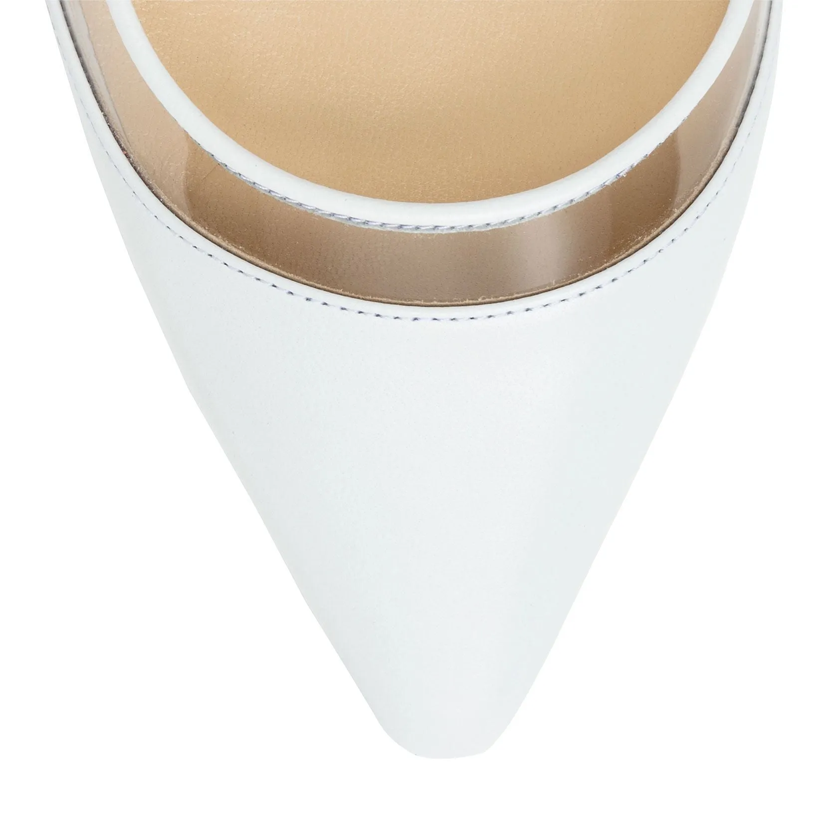 White nappa clear plexi slingback flats