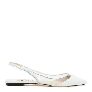 White nappa clear plexi slingback flats