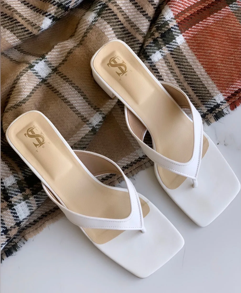 White Toe-Rest Mid heels