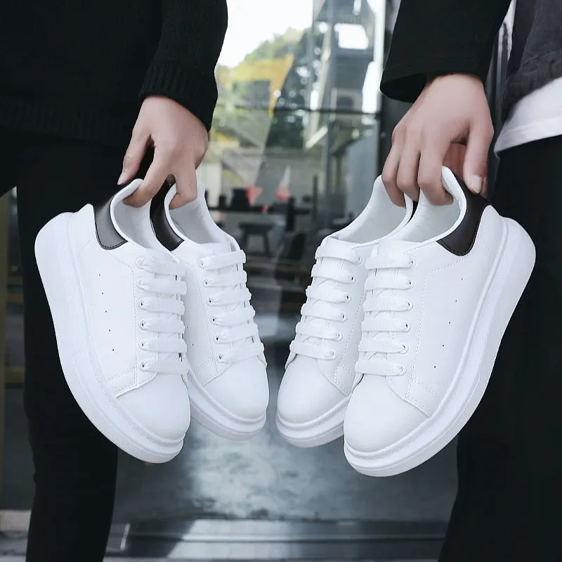 Wholesale 2023 Autumn New PU Inner Height Increasing White Shoes