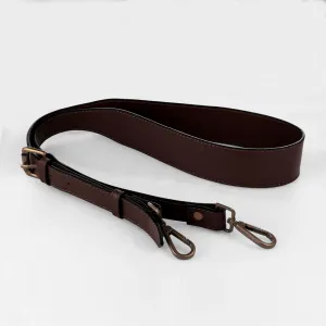 Wide Taper - Antique Brass Hardware and Italian Leather Deep Brown Shoulder Strap