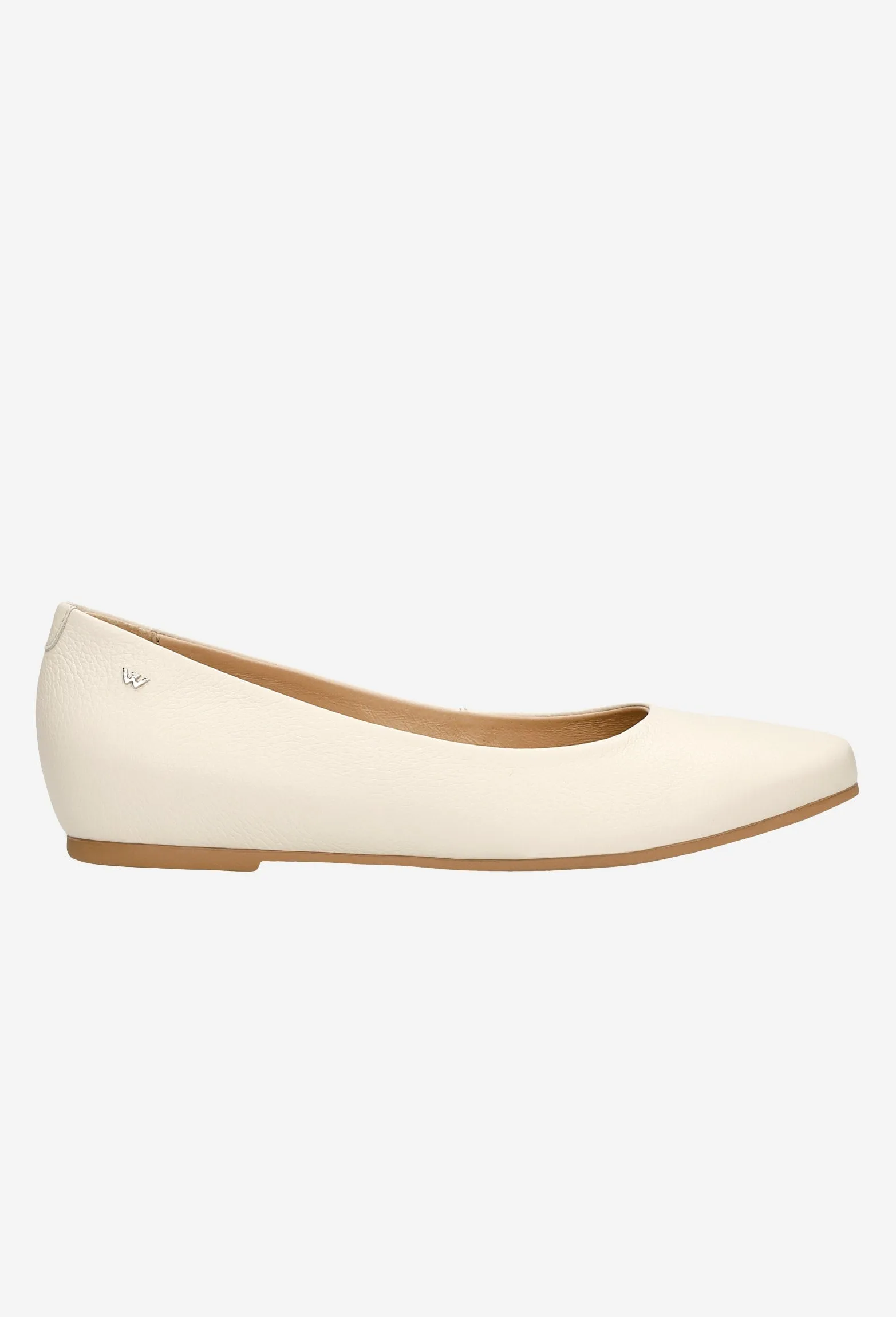 Wojas Beige Leather Ballet Flats with Logo | 4400554