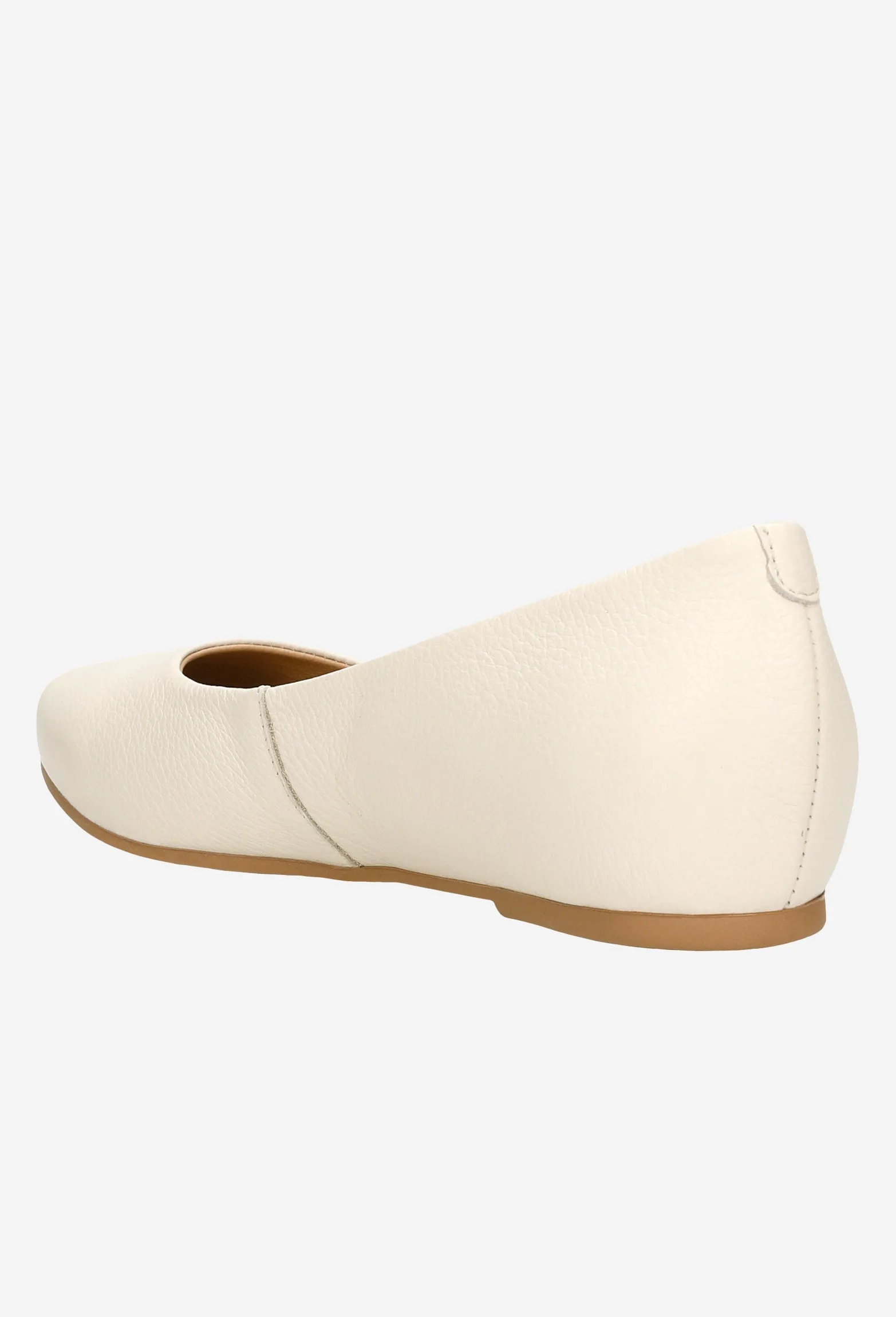 Wojas Beige Leather Ballet Flats with Logo | 4400554