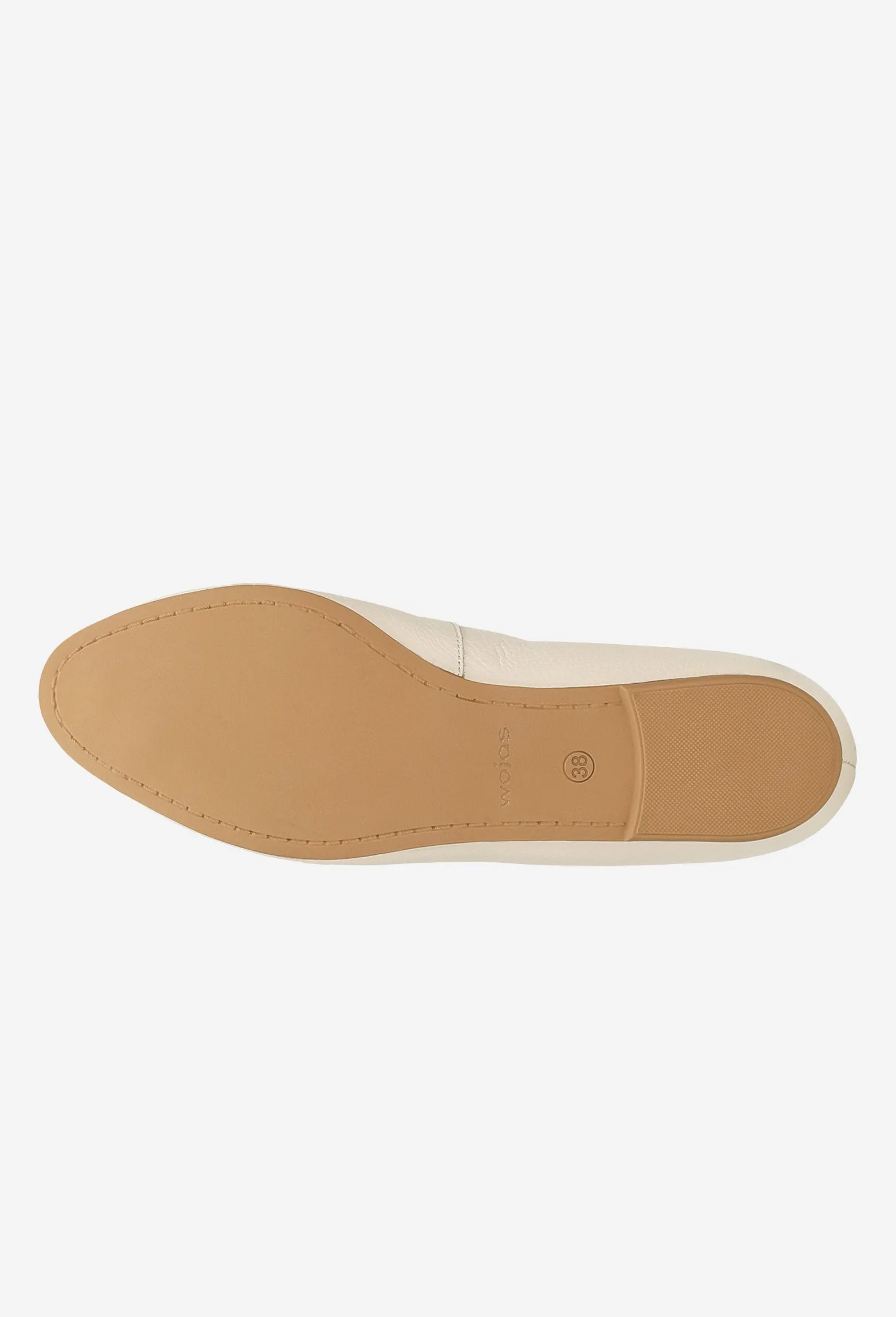 Wojas Beige Leather Ballet Flats with Logo | 4400554