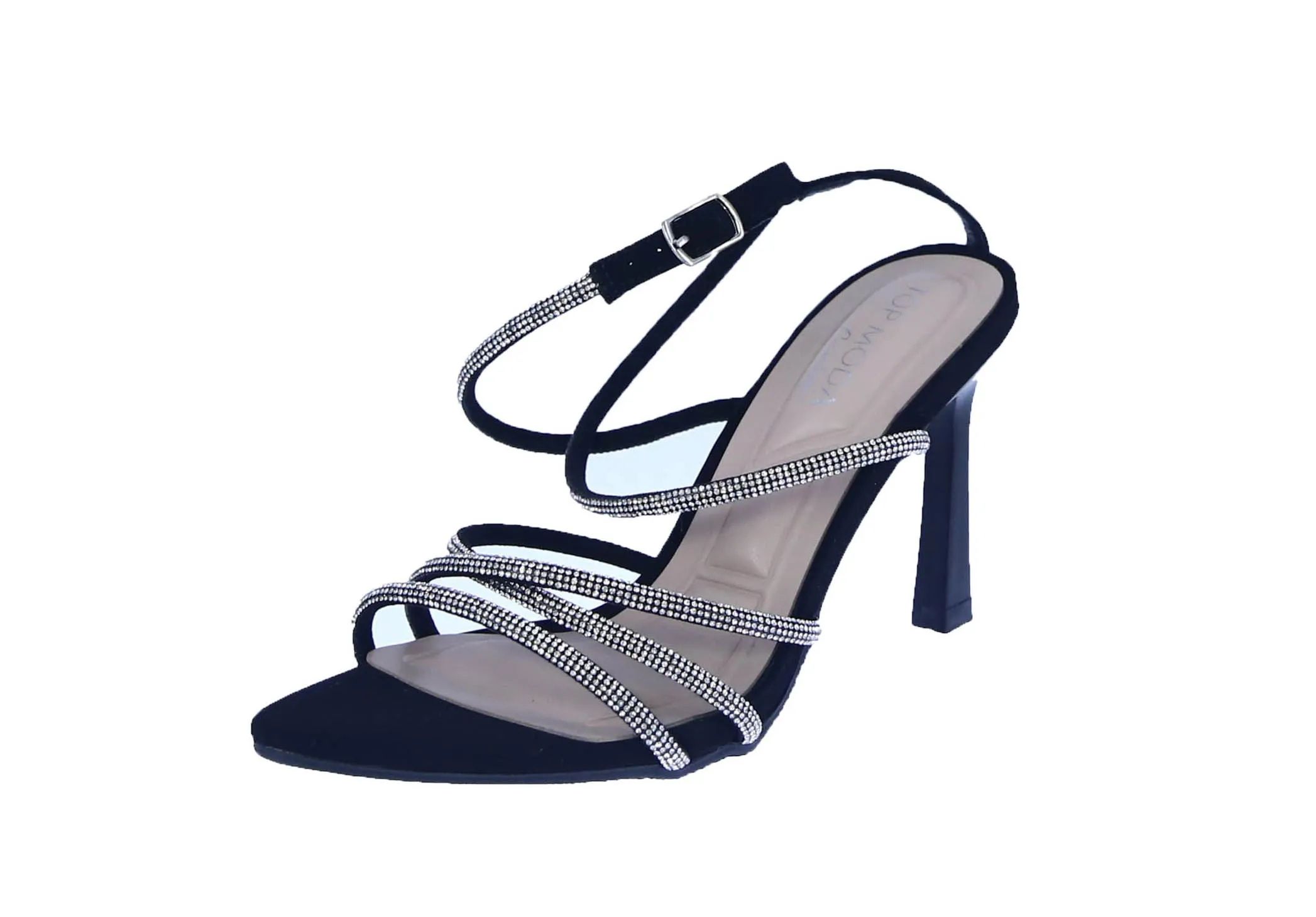 WOMAN'S HEELS BLACK NUB/RHINESTONE JODY-1