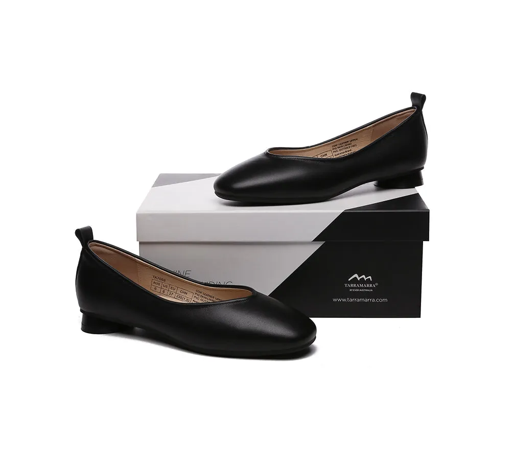 Women Ballet Leather Round Toe Flats