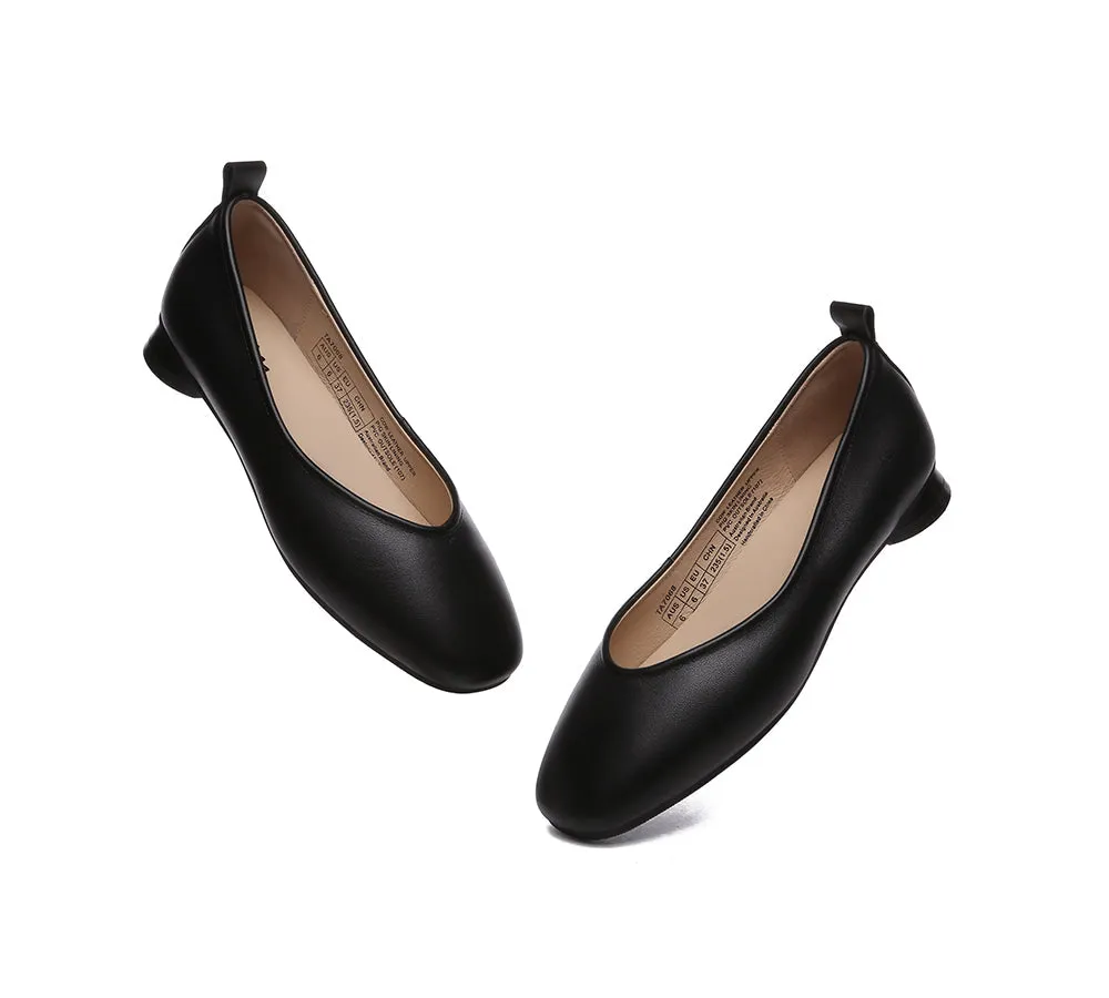 Women Ballet Leather Round Toe Flats