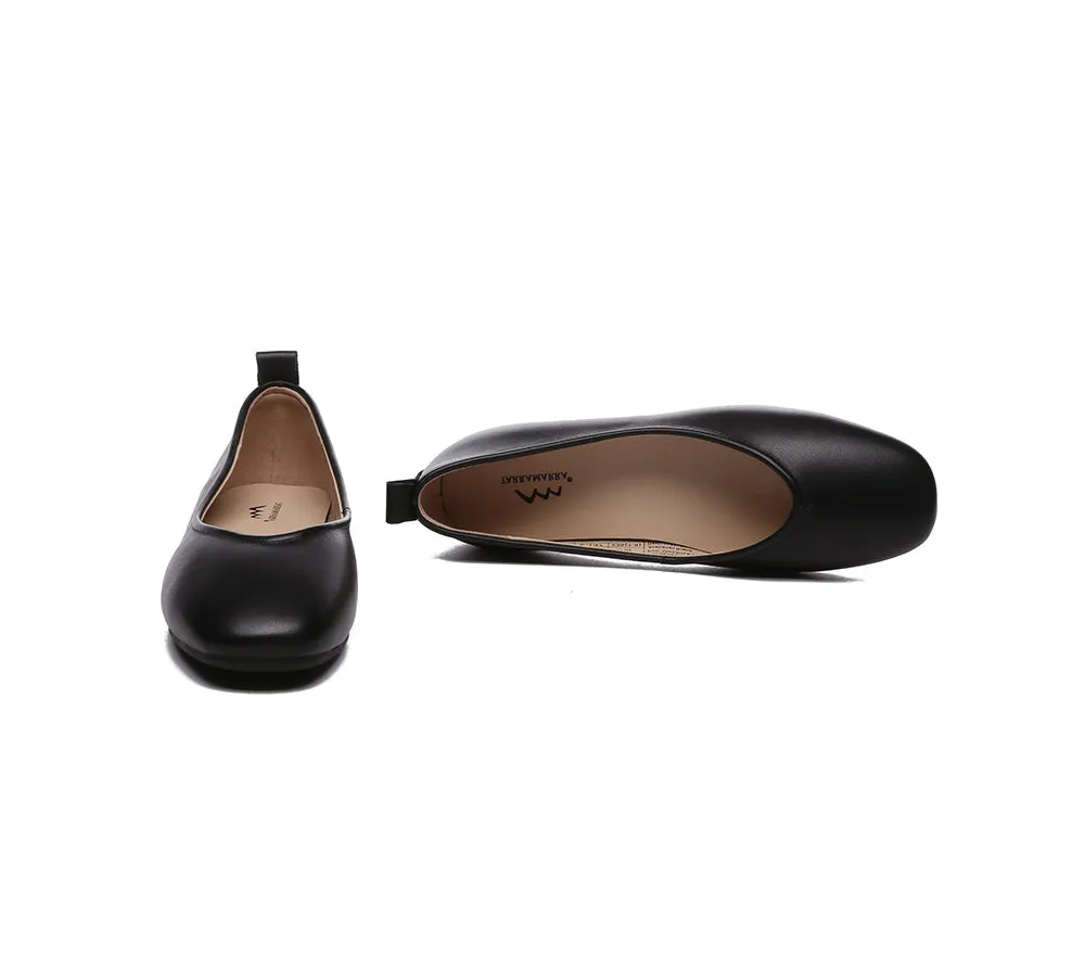Women Ballet Leather Round Toe Flats