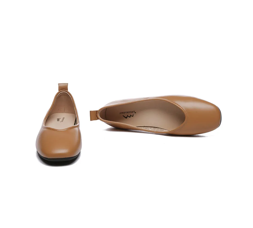 Women Ballet Leather Round Toe Flats
