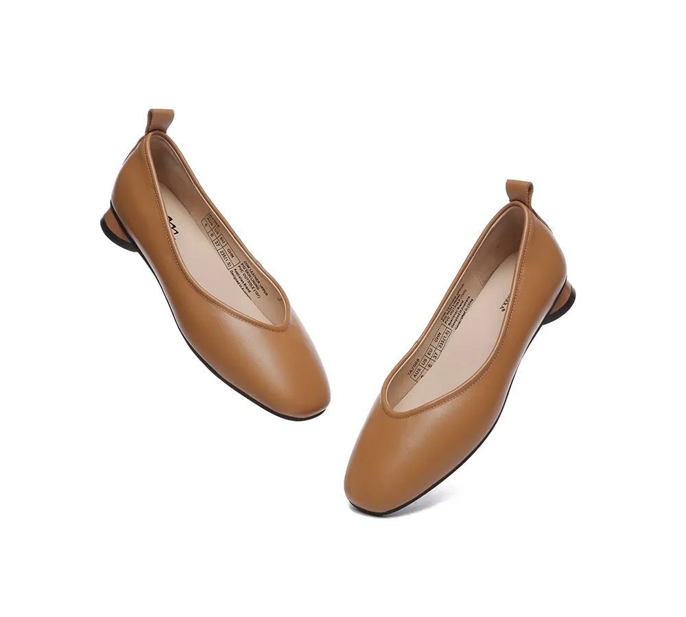 Women Ballet Leather Round Toe Flats
