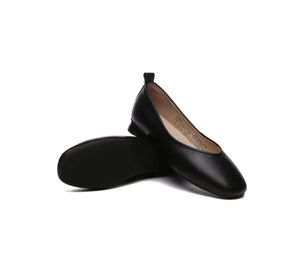 Women Ballet Leather Round Toe Flats