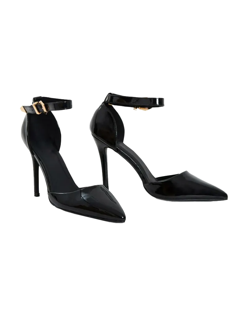 Women Pointy Toe Stiletto Ankle Strape Court Shoes