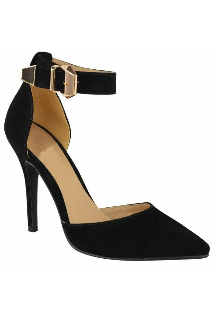 Women Pointy Toe Stiletto Ankle Strape Court Shoes