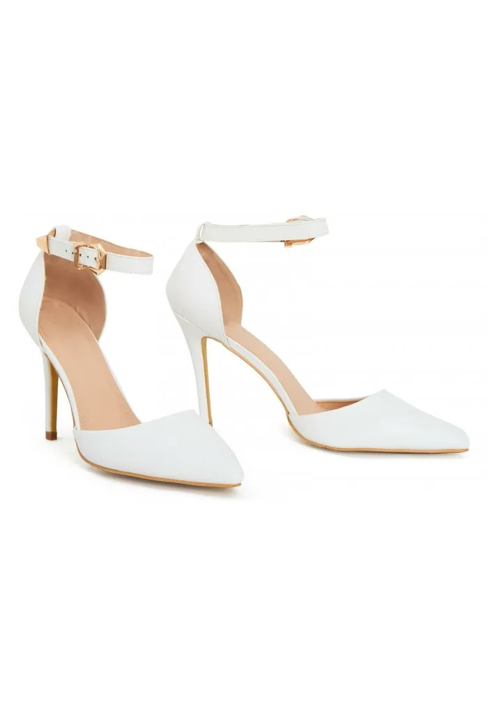 Women Pointy Toe Stiletto Ankle Strape Court Shoes