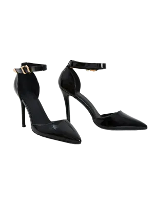Women Pointy Toe Stiletto Ankle Strape Court Shoes