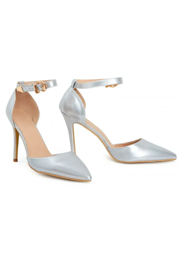 Women Pointy Toe Stiletto Ankle Strape Court Shoes