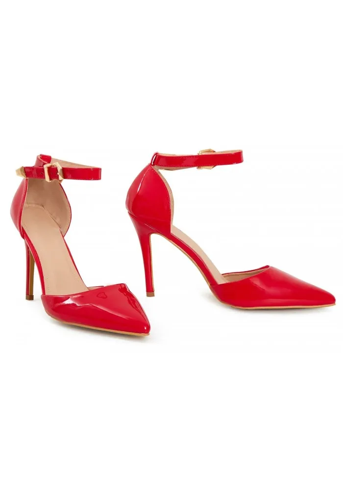 Women Pointy Toe Stiletto Ankle Strape Court Shoes