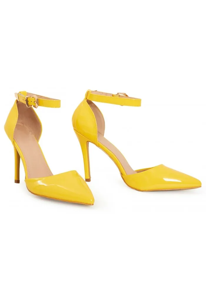Women Pointy Toe Stiletto Ankle Strape Court Shoes