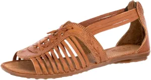 Womens 222 Light Brown Leather Mexican Huarache Sandals Zipper Open Toe