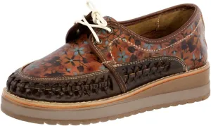 Womens 91 Brown Authentic Mexican Huarache Sandals Platform Floral Lace Up