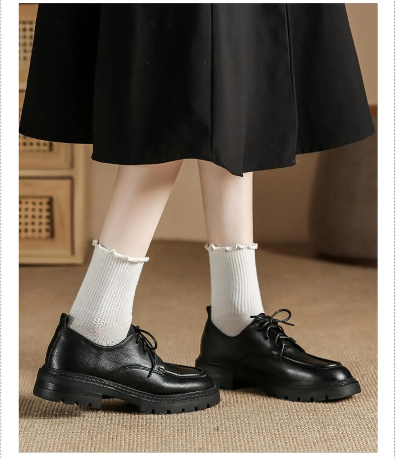 Womens Chunky Lug Sole Non-Slip Classic Oxfords Fashion Comfortable Lace-up Round-Toe Platform Loafers Casual Business Dress Oxford Shoes