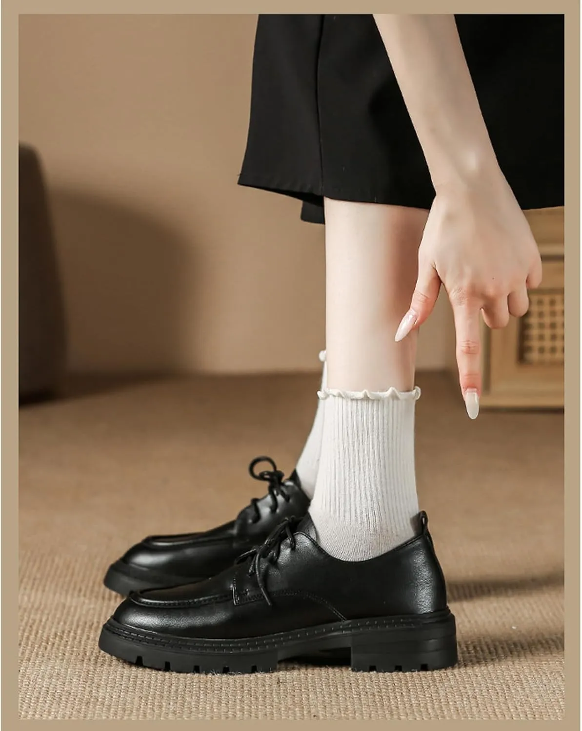Womens Chunky Lug Sole Non-Slip Classic Oxfords Fashion Comfortable Lace-up Round-Toe Platform Loafers Casual Business Dress Oxford Shoes